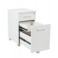 OSP Home Furnishings PRD3085-WH Prado Mobile File in White with Hidden Drawer and Castors